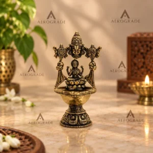 Brass Lakshmi Ganesha Vishnu Diya Showpiece